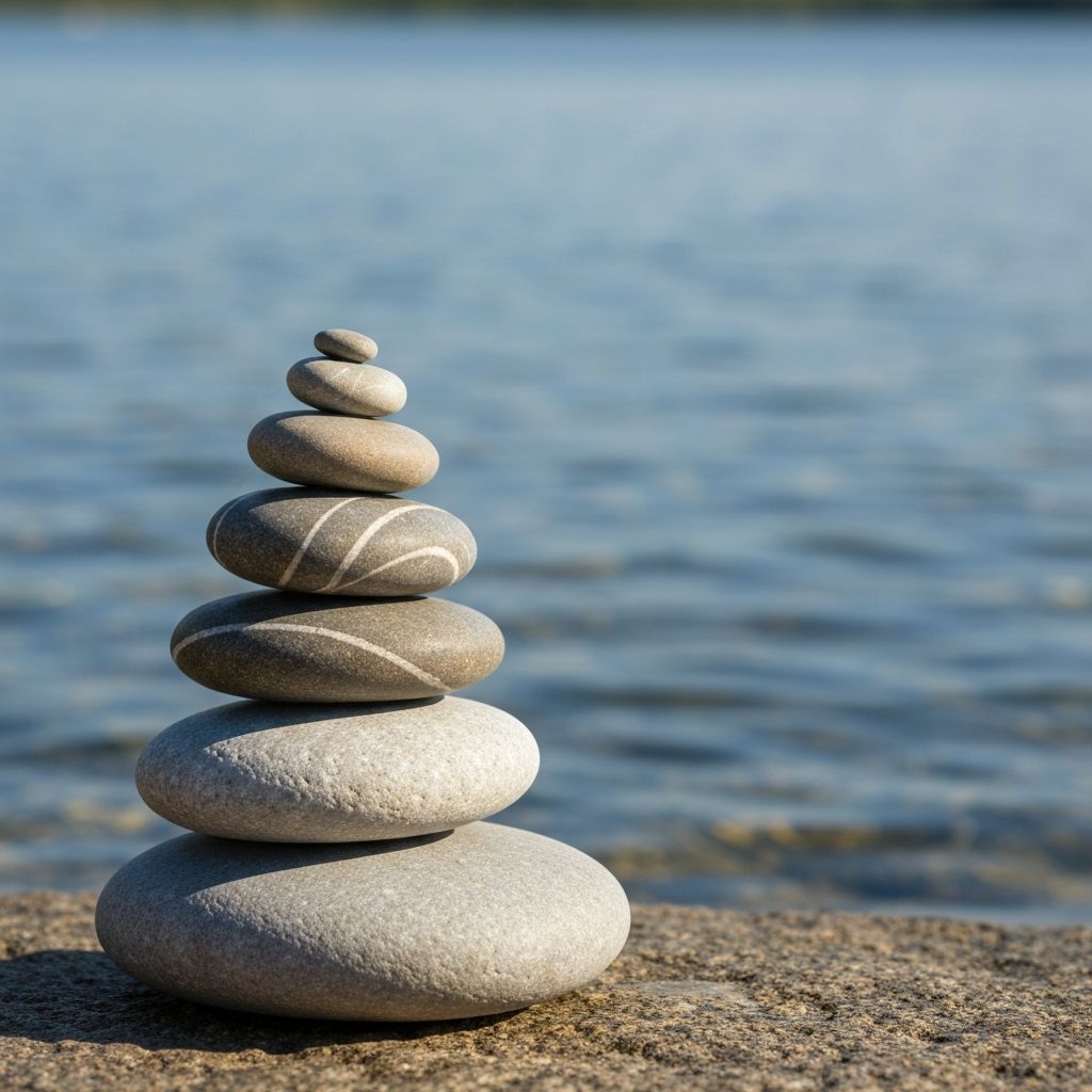 Balanced zen stone stack